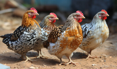 Fototapeta premium Bantam Chickens сreated with Generative Ai