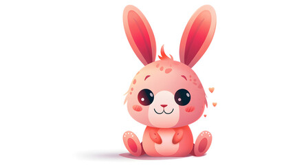 This image showcases a cute pink cartoon rabbit with hearts, creating a warm and loving atmosphere