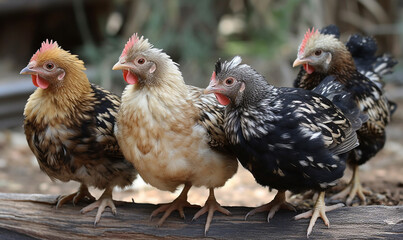 Fototapeta premium Bantam Chickens сreated with Generative Ai