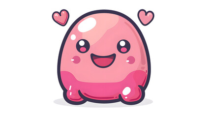 A vibrant pink blob with two hearts as a representation of extreme happiness and love in a simplistic design