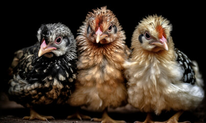 Fototapeta premium Bantam Chickens сreated with Generative Ai