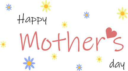 Fototapeta na wymiar Happy Mother's Day greeting card with flowers vector PNG