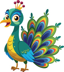 Stunning Peacock Cartoon Vector: Perfect for Your Projects