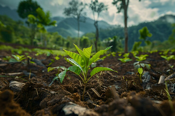  a reforestation project where volunteers plant trees in deforested areas, restoring habitats and sequestering carbon to mitigate climate change