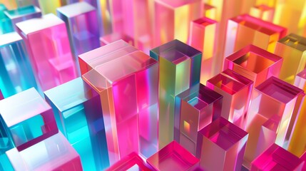 3D rendering of a colorful abstract background with geometric shapes.