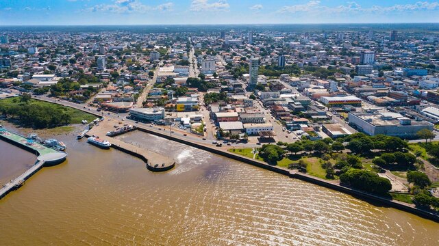 Macap&aacute;- aerial panoramic view of the coast