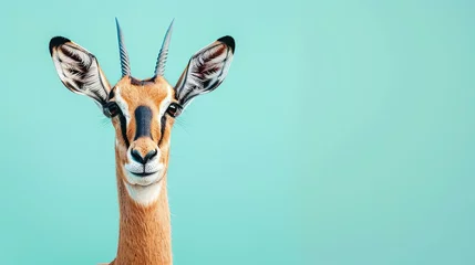 Fotobehang A beautiful portrait of a gerenuk, a long-necked antelope found in the savannas of East Africa. © stocker