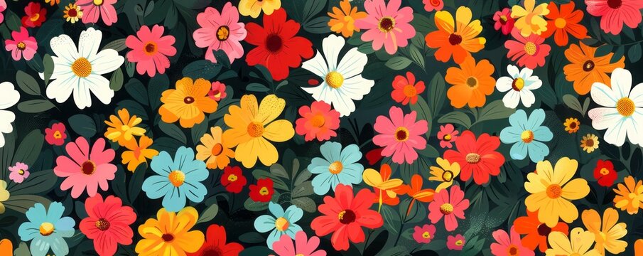 bright flowers background illustration.