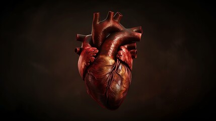3D illustration of a human heart. The heart is the organ that pumps blood throughout the human body.