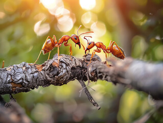 Portray the symbiotic relationship between ants and their environment