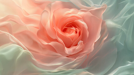 Abstract salmon colored dreamy rose with flowing swirls for background purposes - 757523918