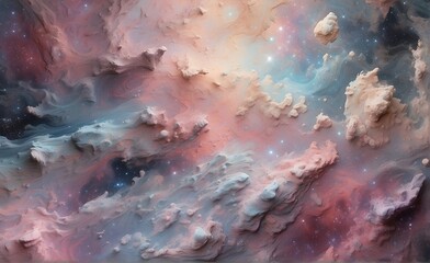 Velvety texture of deep space, punctuated by distant stars and nebulae in pastel hues, generative AI - obrazy, fototapety, plakaty