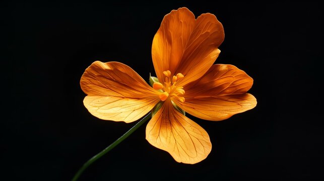 Beautiful orange flower in full bloom isolated on a black background.