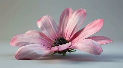 This is a beautiful 3D rendering of a pink flower. The petals are soft and delicate, and the flower is perfectly symmetrical.