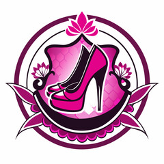 logo for woman shoe store on the white background 