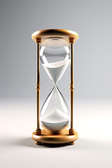 round clock in hourglass, white background сreated with Generative Ai