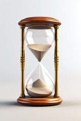 round clock in hourglass, white background сreated with Generative Ai