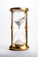 round clock in hourglass, white background сreated with Generative Ai