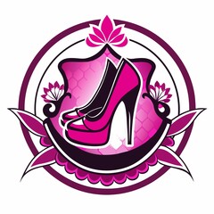 logo for woman shoe store on the white background 