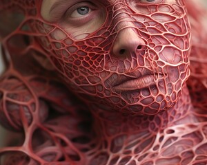 Show the intricate layers of the human skin each detail meticulously renderedvirus macro 3d render