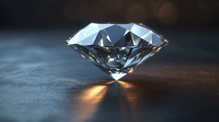 This is a stunningly beautiful image of a diamond. The diamond is set against a dark background, which makes it stand out and sparkle. - obrazy, fototapety, plakaty