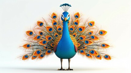 A majestic peacock stands tall and proud, its vibrant feathers shimmering in the light. - Powered by Adobe