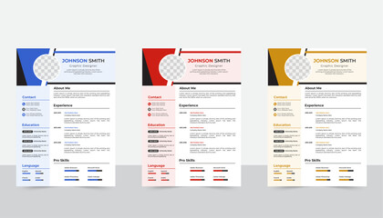 Clean modern design template of resume or CV, vector illustration, Professional Resume, CV Template Design,