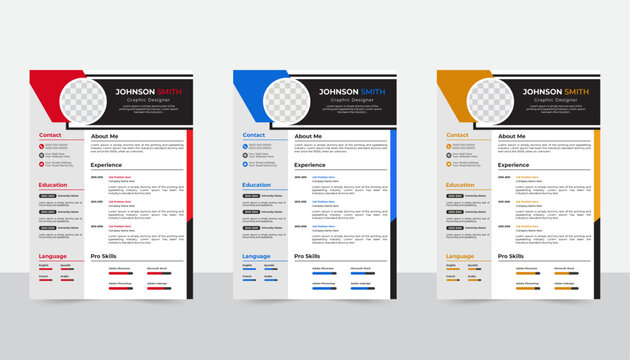 Professional Resume, CV Template Design, Clean modern design template of resume or CV, vector illustration,
