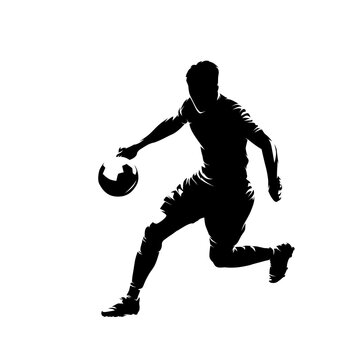 recommend clip art: Soccer player kicking ball, football, isolated vector silhouette