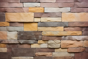 Obraz premium Natural Color Stone Plates Bringing Them Together Wall Used Cement сreated with Generative Ai