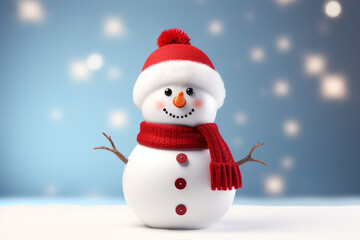 Christmas sign banner frame with minimalistic cute snowman Extreme low angle сreated with Generative Ai