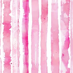 Pink Watercolor Stripes on White Background. Perfect for Scrapbooking or Girlish Designs - obrazy, fototapety, plakaty