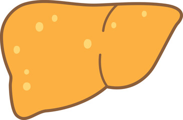Unhealthy Fatty liver disease icon Human organ flat style.