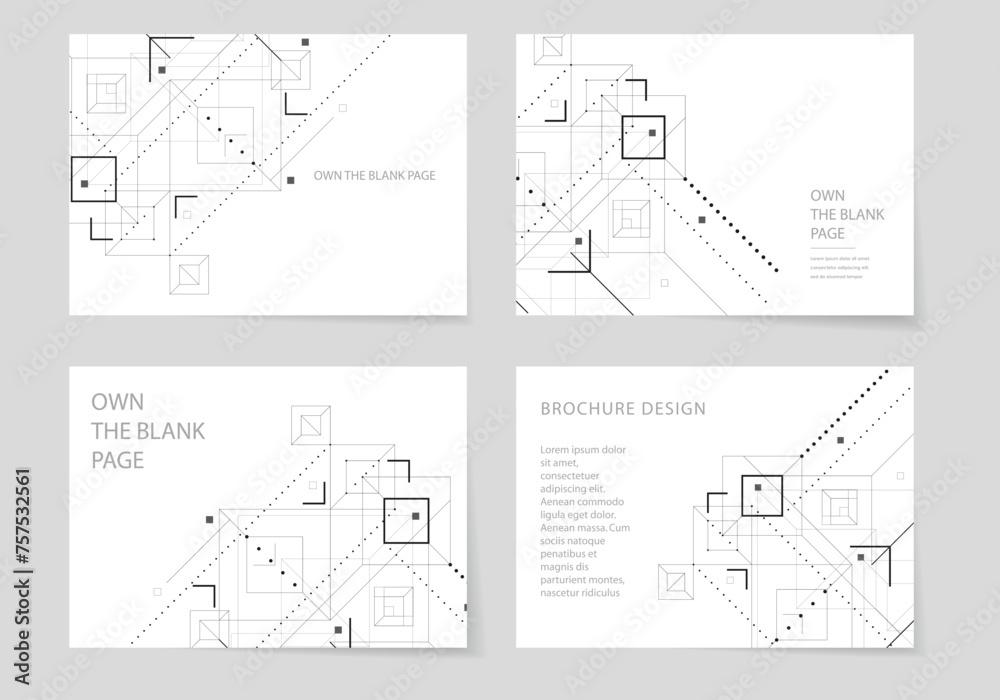 Fototapete Abstract geometric connect lines and dots. Simple science graphic background. Vector network technology concept