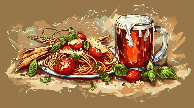 A plate of spaghetti with tomatoes