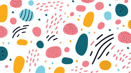 Fun colorful line doodle seamless pattern. Creative