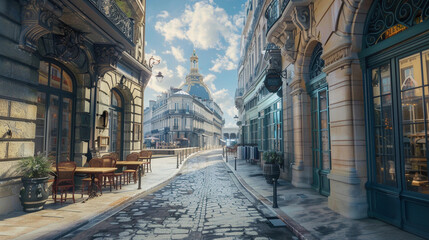 Charming Paris: Street Cafés and Cobblestone Alleys - Powered by Adobe