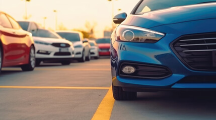 Close-Up View of Vehicle Parked in Outdoor Parking Area