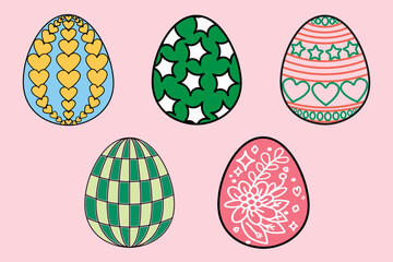 Fototapeta premium Set of decorated easter eggs for easter day.