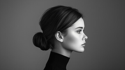 Beautiful fashion model woman with bold eyes. black and white, Fashion portrait isolated on white background	
