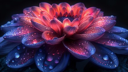 a close up of a flower with drops of water on it's petals and petals in the middle of the petals.