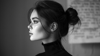 Beautiful fashion model woman with bold eyes. black and white, Fashion portrait isolated on white background, fashion, model 

