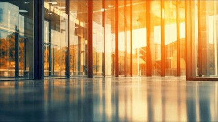 Blurred Glass Wall of Modern Business Office Building