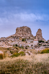 Cappadocia landscape with city on the hill