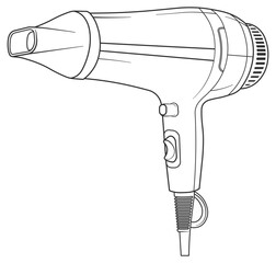 black outline of a hair dryer without background