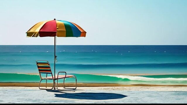 beach chairs and umbrella on beach