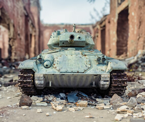 Tank In A Ruined City