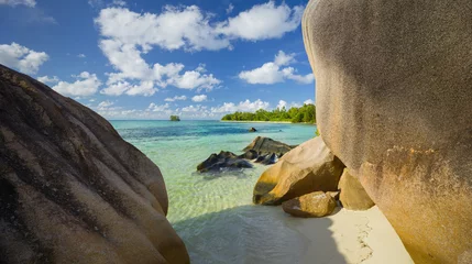 Stickers fenêtre Anse Source D'Agent, île de La Digue, Seychelles Anse Source d'Argent, Anse Union, La Digue Island, Seychellen