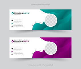 Modern and abstract corporate company email signature or email footer template. Personal social media cover page design with photo place and contact info