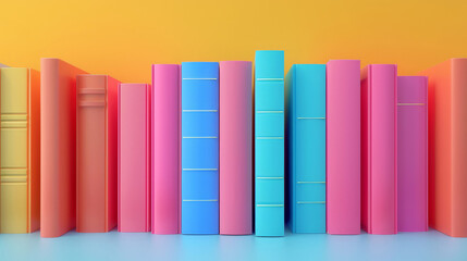 colorful books in a row colorful background